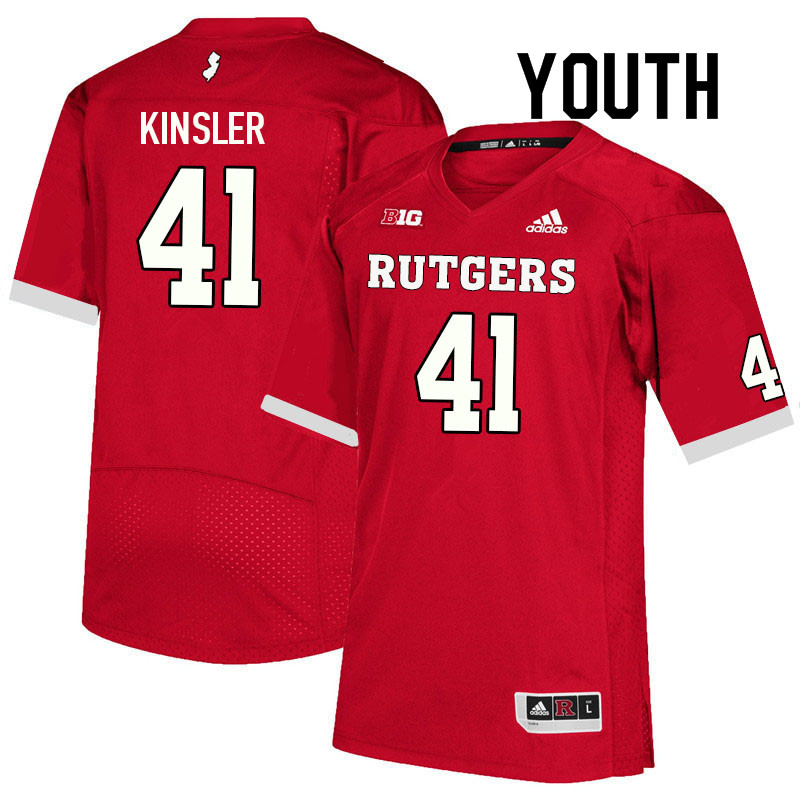 Youth #41 Jordan Kinsler Rutgers Scarlet Knights College Football Jerseys Sale-Scarlet - Click Image to Close